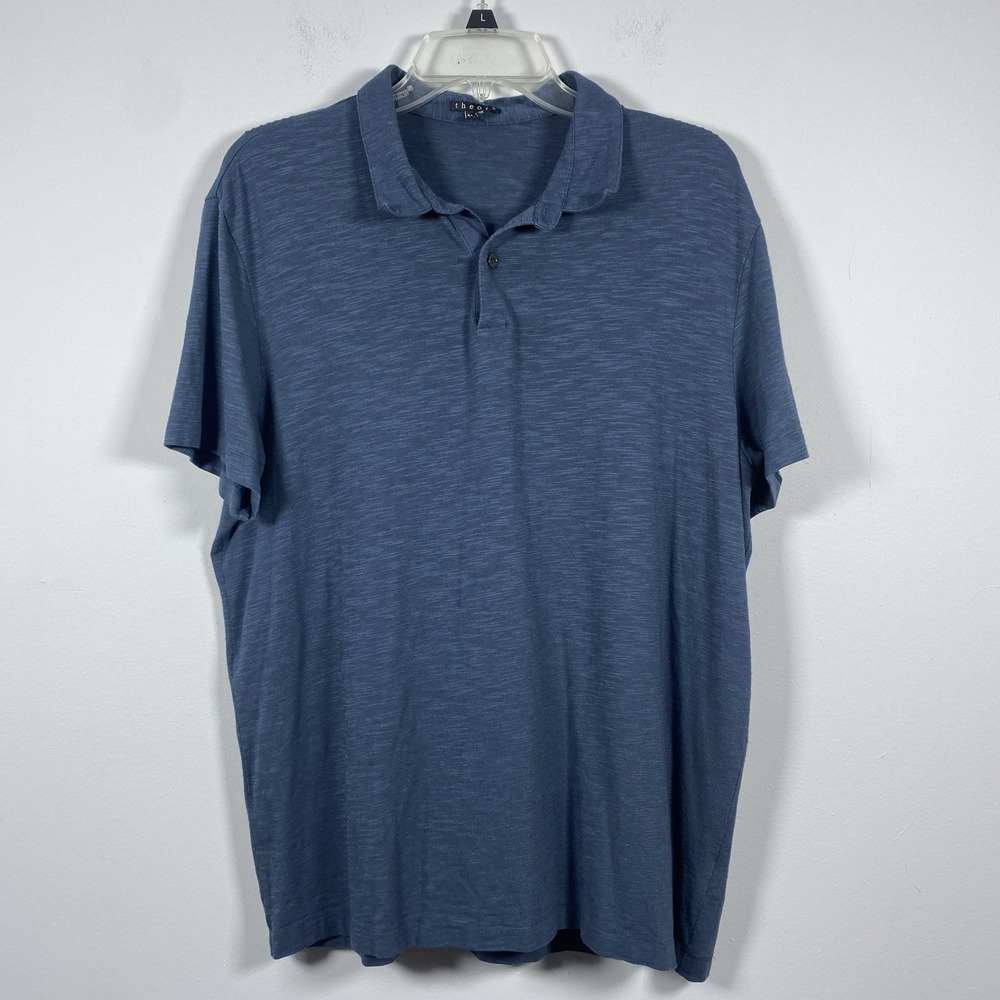 Theory Polo Shirt Men's XL Blue Pima Cotton Modal Golf Bron W-Coasting Office